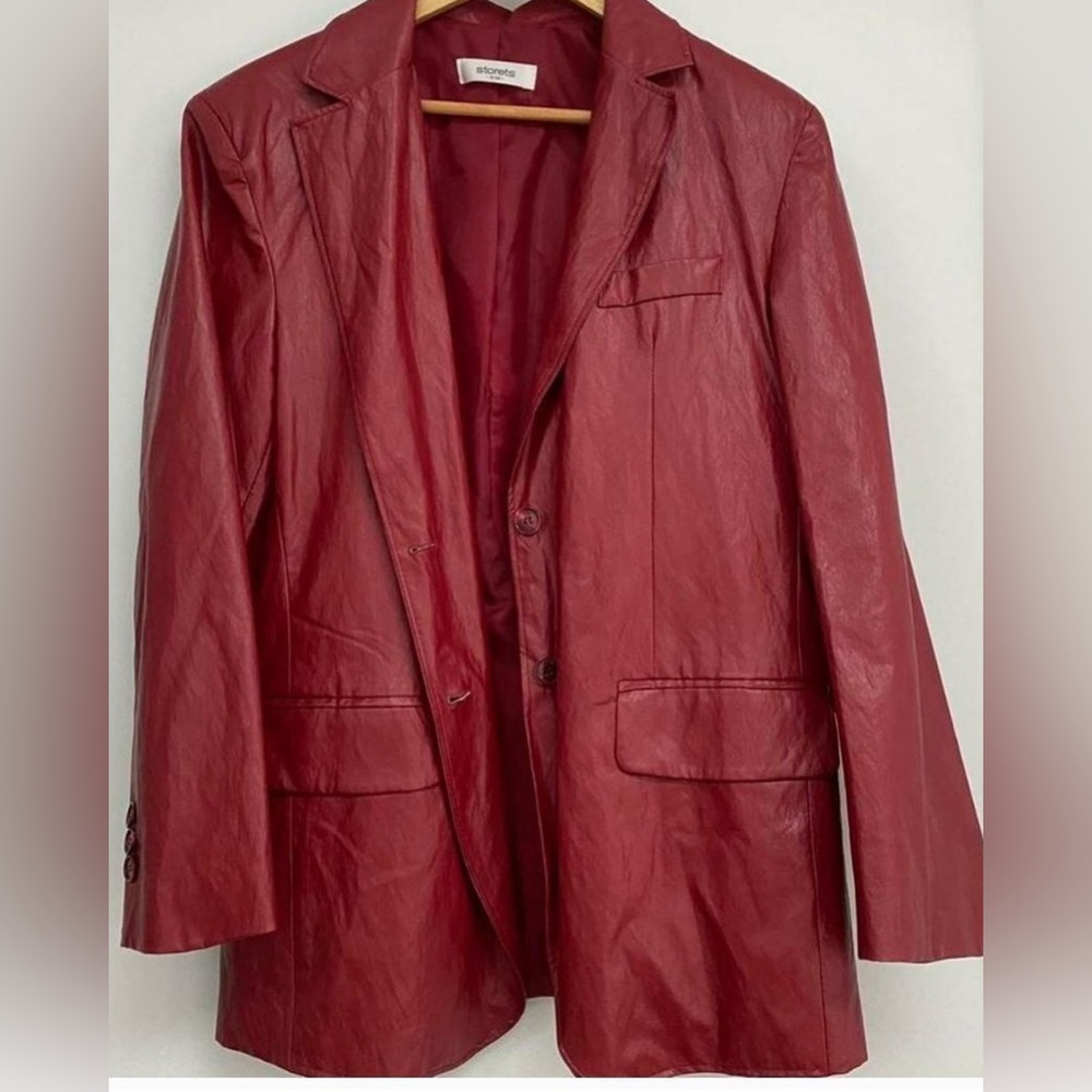 Storets Women’s Oversize Red/Burgundy
Faux Leather Blazer